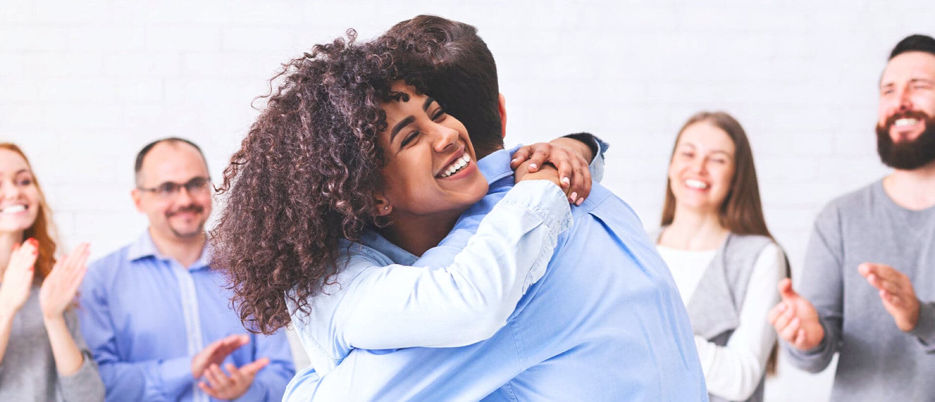 woman and man hugging