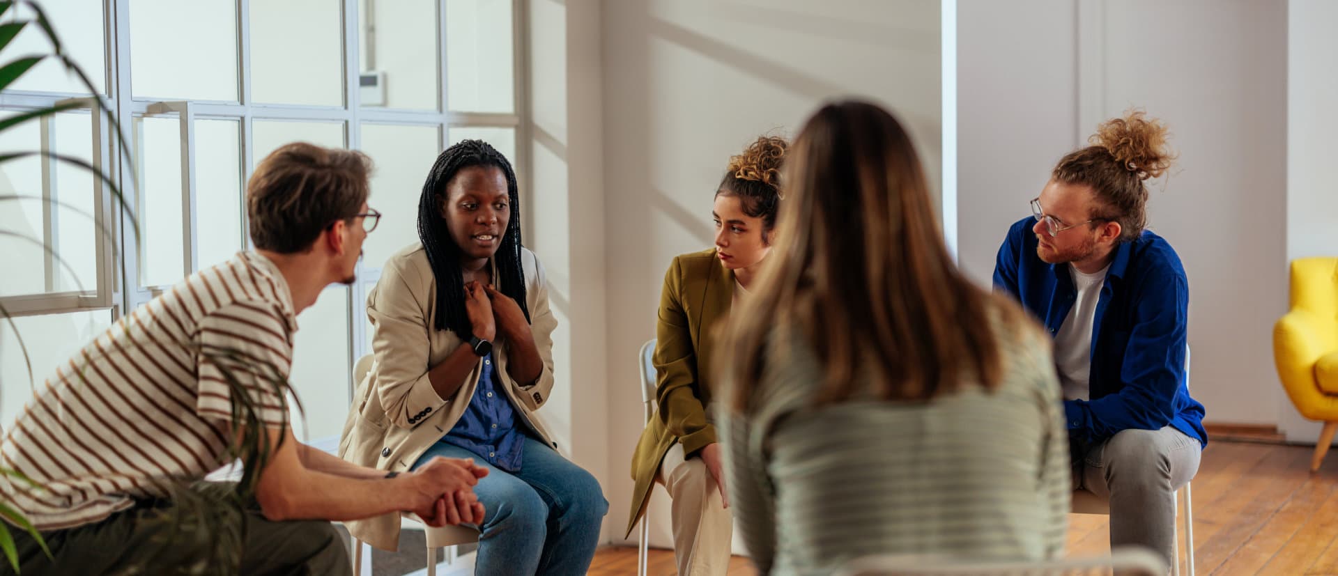 group of people having a story sharing