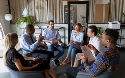 group of professionals talking