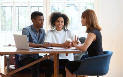 couple talking to the therapist